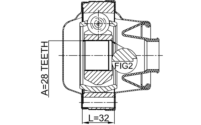 0211-S51SHA - PROPSHAFT CV JOINT 28X94
