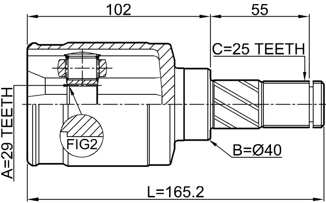 0211-Z11AT - INNER CV JOINT RIGHT 29X40X25