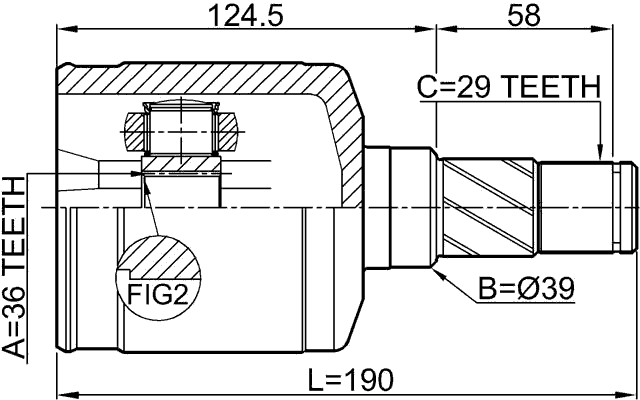 0211-Z50LH - INNER CV JOINT LEFT 36X39X29