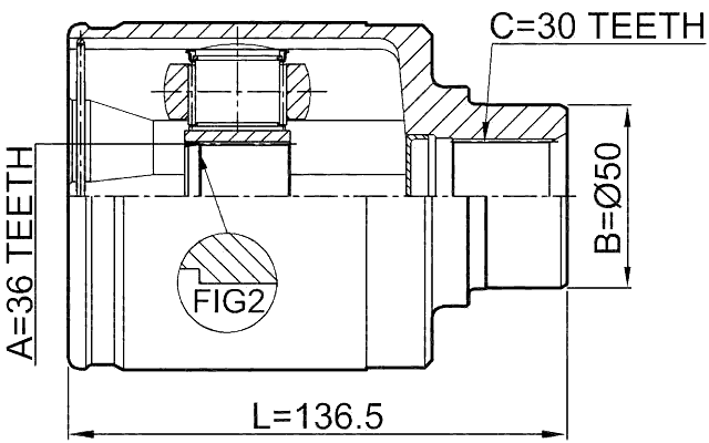 0211-Z50RH - INNER CV JOINT RIGHT 36X50X30