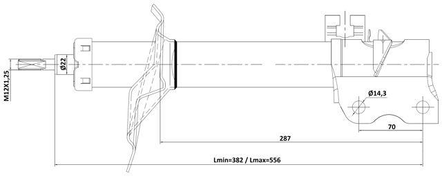 02110-006FL - SHOCK ABSORBER FRONT LEFT GAS.TWIN TUBE