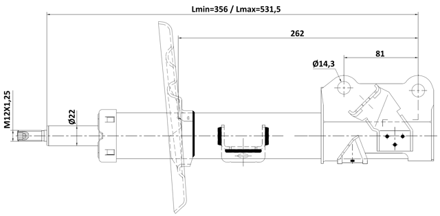 02110-012FL - SHOCK ABSORBER FRONT LEFT GAS.TWIN TUBE