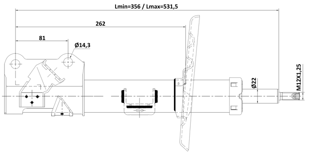 02110-012FR - SHOCK ABSORBER FRONT RIGHT GAS.TWIN TUBE