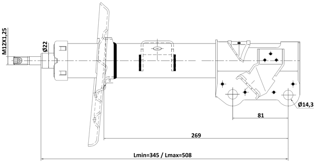 02110-014FR - SHOCK ABSORBER FRONT RIGHT GAS.TWIN TUBE