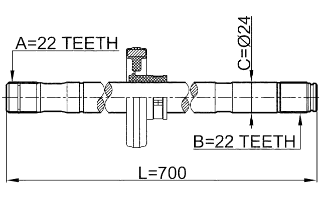 0212-B10ATRH - AXLE HALF SHAFT RIGHT 22X700X22