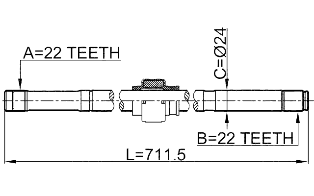 0212-B10MTRH - AXLE HALF SHAFT RIGHT 22X712X22