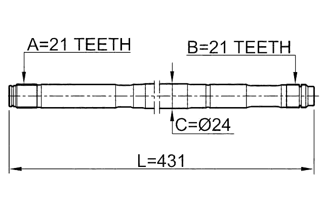 0212-QG15LH - AXLE HALF SHAFT LEFT 21X431X21