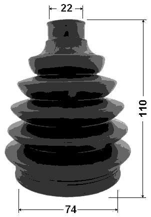 0217P-QG15 - BOOT OUTER CV JOINT KIT PVC 74X110X22