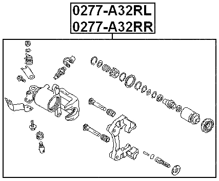 0277-A32RR - REAR RIGHT BRAKE CALIPER ASSEMBLY (WITH BRACKET)