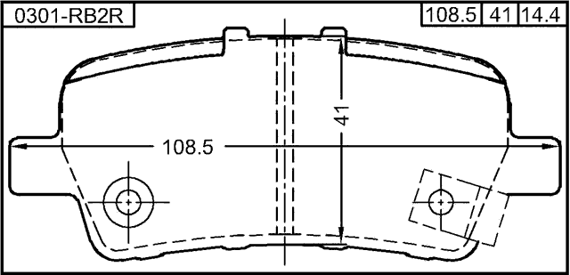 0301-RB2R - PAD KIT, DISC BRAKE, REAR (WITH ANTI SQUEAL SHIM)