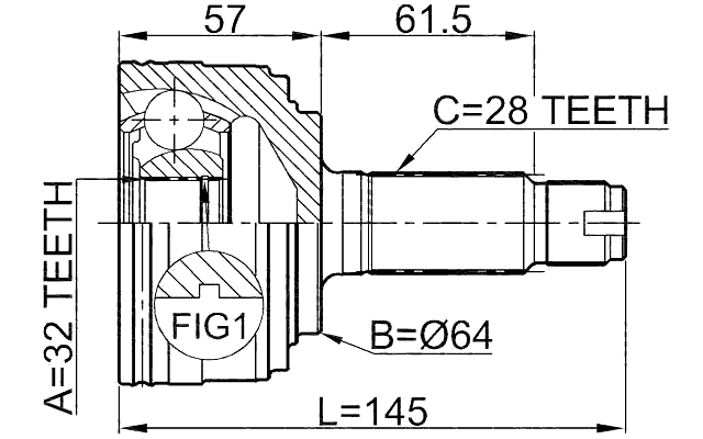 0310-033 - OUTER CV JOINT 32X64X28