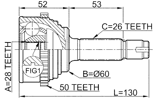 0310-054A50 - OUTER CV JOINT 28X60X26