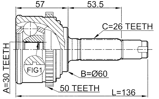 0310-CF4A50 - OUTER CV JOINT 30X60X26