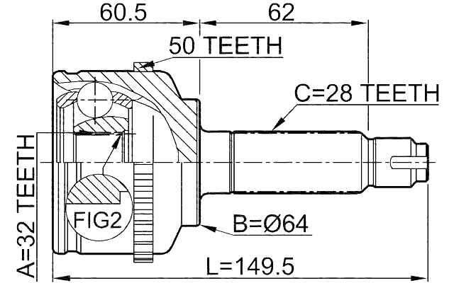 0310-CGA50 - OUTER CV JOINT 32X64X28