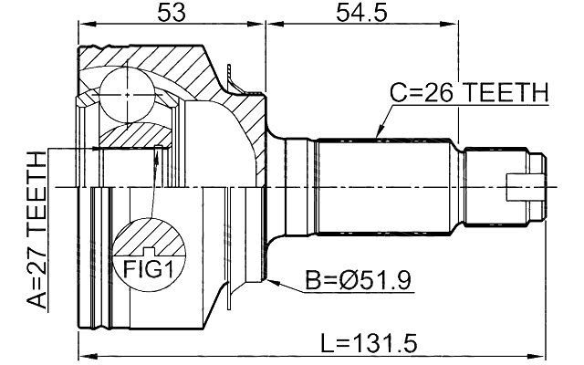 0310-CITYAT - OUTER CV JOINT 27X51.9X26