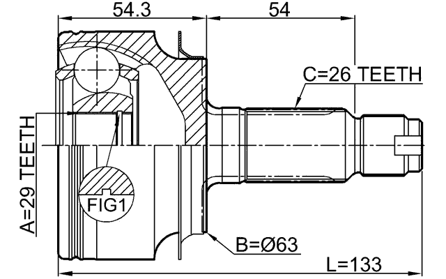 0310-CIVIC5D - OUTER CV JOINT 29X63X26