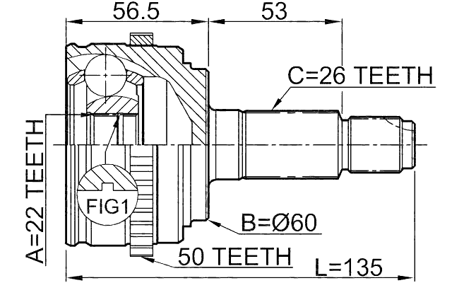 0310-EUA50 - OUTER CV JOINT 22X60X26
