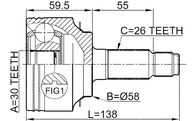 0310-FD - OUTER CV JOINT 30X58X26