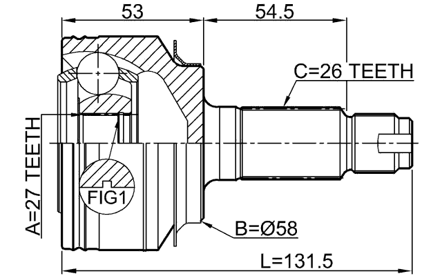 0310-GB3 - OUTER CV JOINT 27X57.5X26