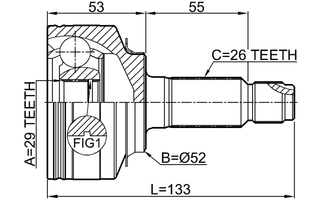 0310-GP5H - OUTER CV JOINT 29X52X26