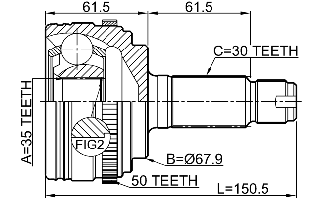 0310-MRVA50 - OUTER CV JOINT 35X66X30