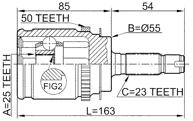 0310-RD1RA50 - OUTER CV JOINT REAR 25X55X23
