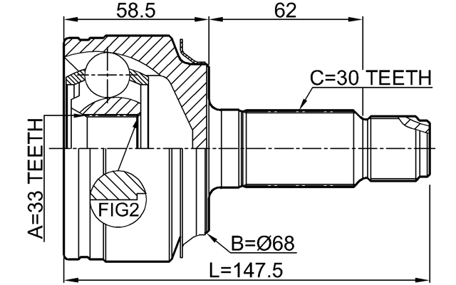0310-RW24 - OUTER CV JOINT 33X68X30