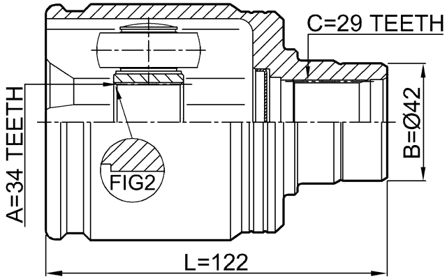 0311-ACC22RH - INNER CV JOINT RIGHT 34X43X29