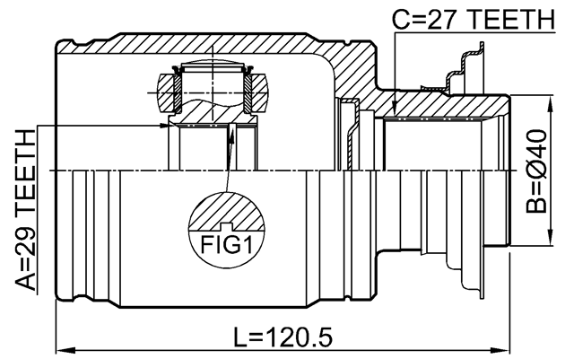 0311-CIV5DRH - FRONT INNER CV JOINT RIGHT 29X40X27
