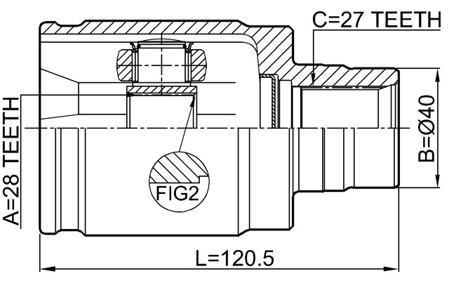 0311-CIVHYRH - INNER CV JOINT RIGHT 28X40X27