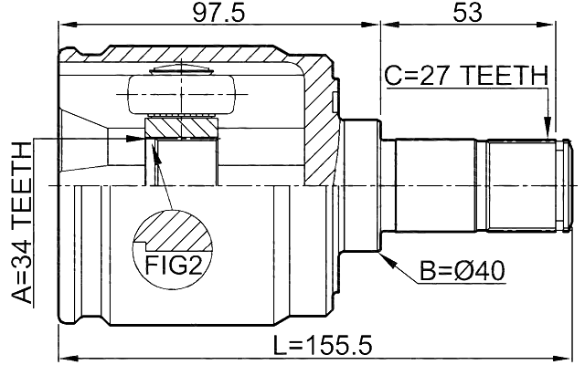 0311-CL20LH - INNER CV JOINT LEFT 34X40X27