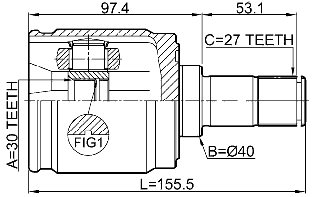 0311-CRVATLH - INNER CV JOINT LEFT 30X40X27