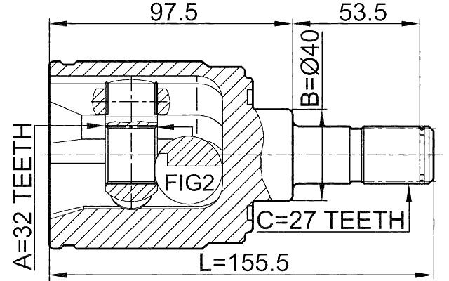 0311-CRVMTRH - INNER CV JOINT RIGHT 32X40X27