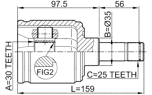 0311-EJLH - INNER CV JOINT LEFT 30X35X25