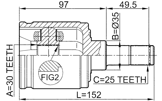 0311-EJRH - INNER CV JOINT RIGHT 30X35X25