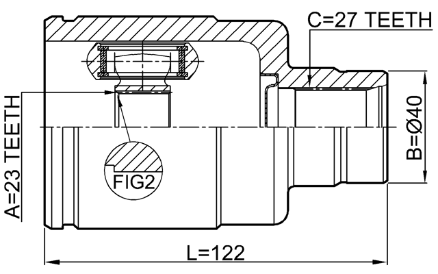 0311-LX15RH - INNER CV JOINT RIGHT 23X40X27