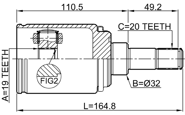 0311-RWR - REAR INNER CV JOINT 19X32X20