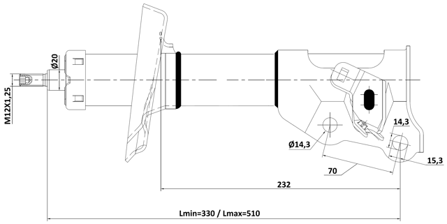 03110-001FL - SHOCK ABSORBER FRONT LEFT GAS.TWIN TUBE