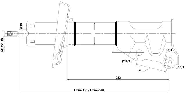 03110-001FR - SHOCK ABSORBER FRONT RIGHT GAS.TWIN TUBE