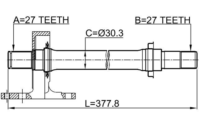 0312-CRVMTRH - AXLE HALF SHAFT RIGHT 27X377X27