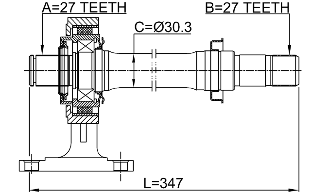 0312-LX15RH - AXLE HALF SHAFT RIGHT 27X347X27