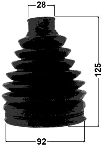 0317P-RB - BOOT OUTER CV JOINT KIT PVC 92X125X28