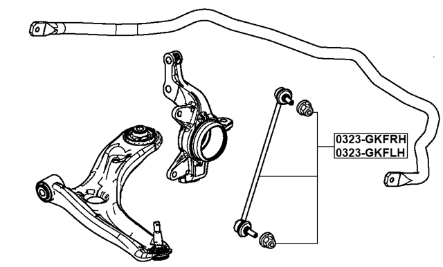 0323-GKFLH - FRONT LEFT STABILIZER LINK / SWAY BAR LINK
