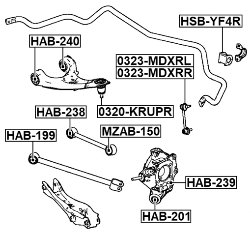 0323-MDXRL - REAR LEFT STABILIZER LINK