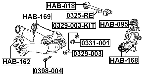 0329-003-KIT - REPAIR KIT, CAMBER ADJUSTING ECCENTRIC BOLT (SET, SET FOR ONE SIDE)