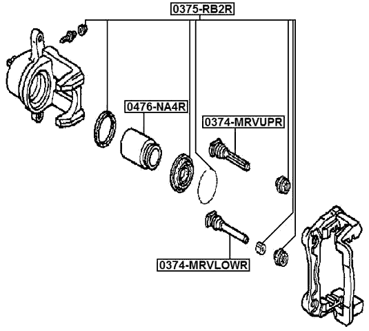 0375-RB2R - REAR BRAKE CALIPER REPAIR KIT (SET FOR ONE SIDE)