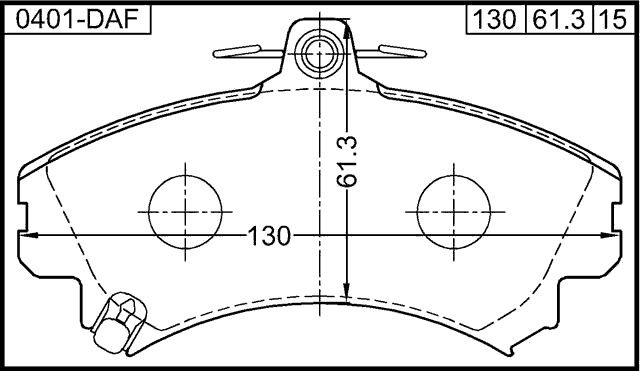 0401-DAF - PAD KIT, DISC BRAKE, FRONT - KIT (INCLUDING BOLTS)
