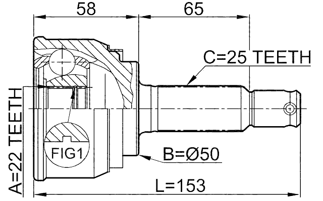 0410-004 - OUTER CV JOINT 22X50X25