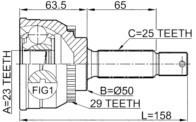 0410-005A29 - OUTER CV JOINT 23X50X25