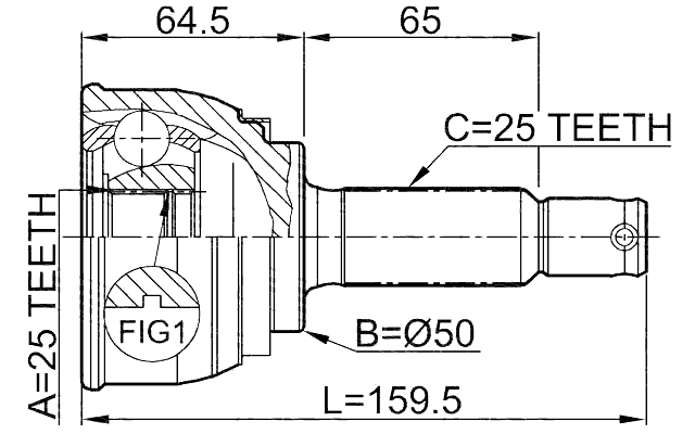 0410-006 - OUTER CV JOINT 25X50X25